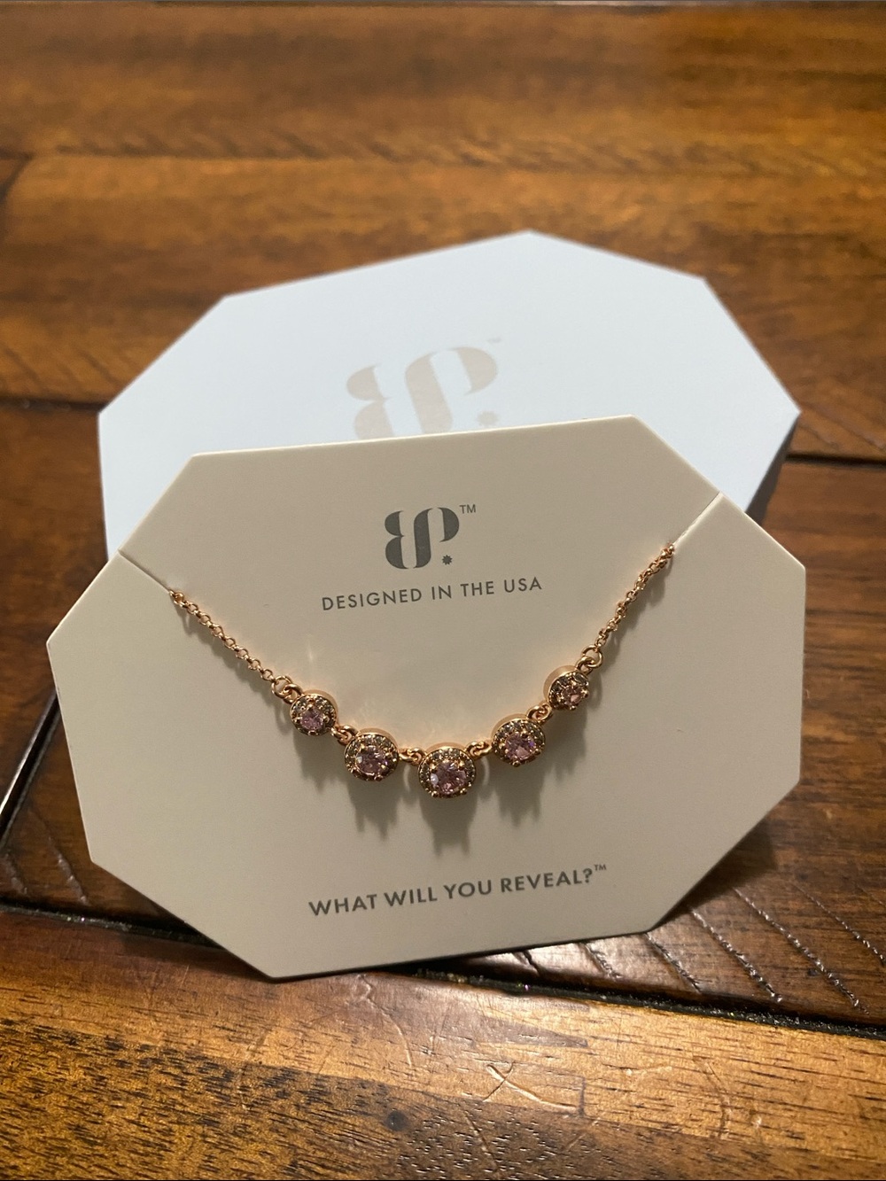 Bomb Party OG Originals Necklace - Rose Quartz Cubic Zirconia - Rose Gold